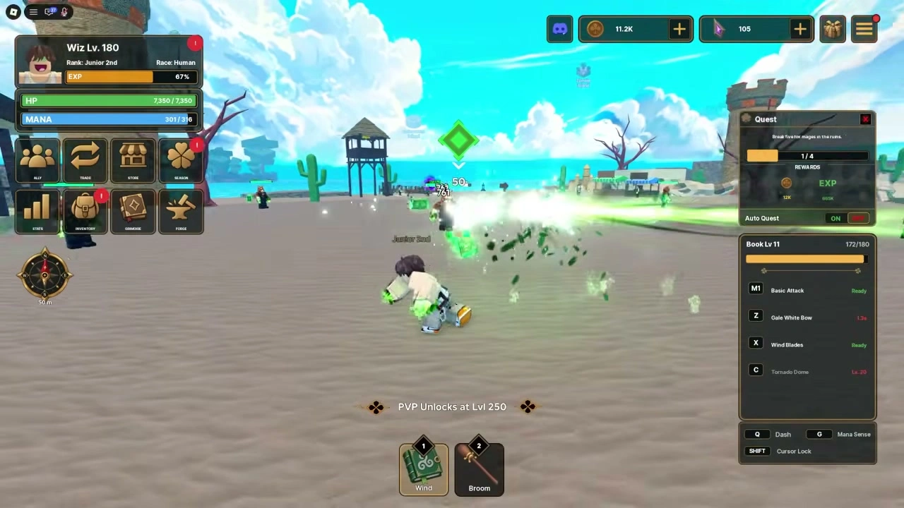 Fox Mage combat with the active quest counter increased to one of four